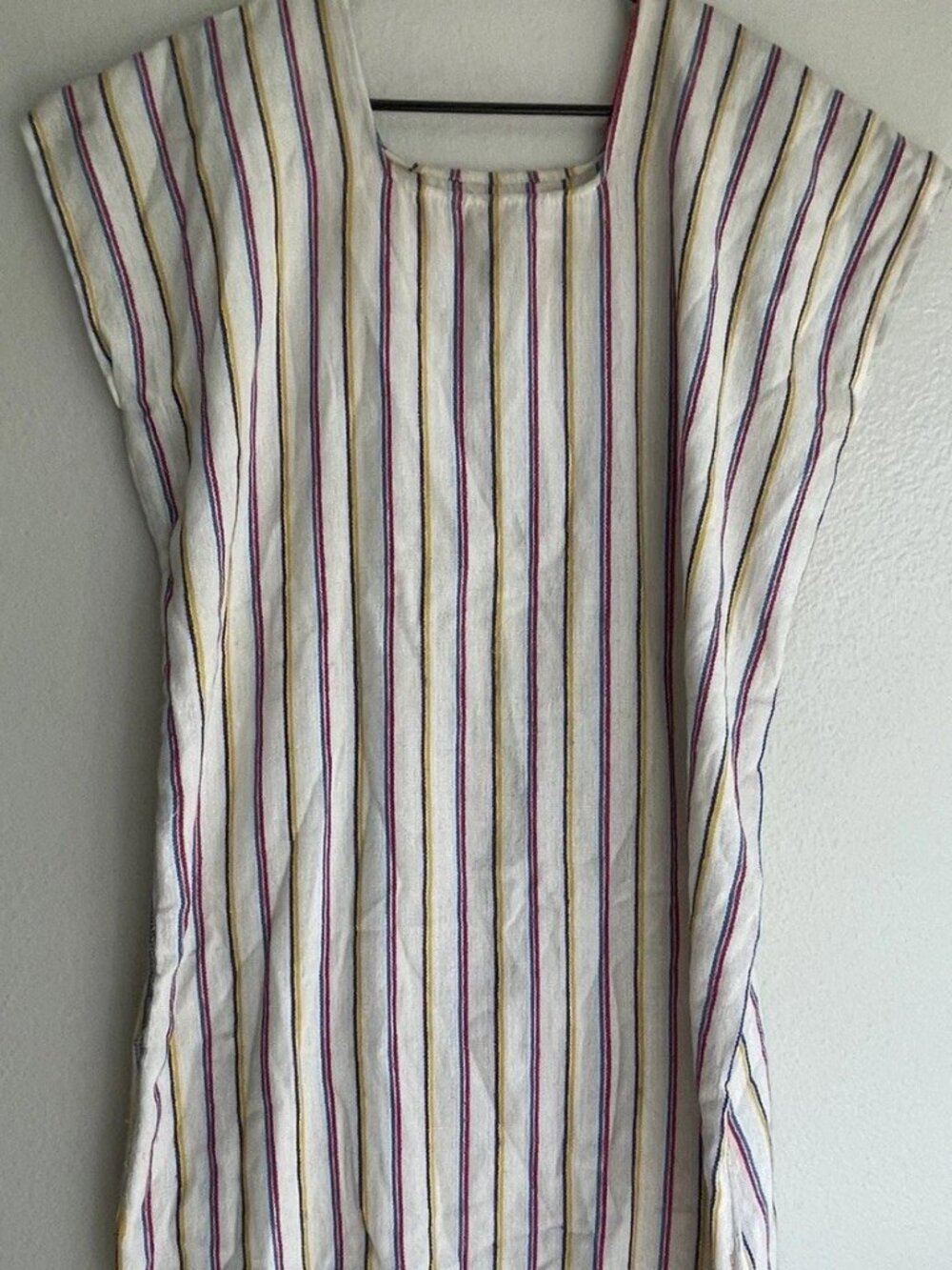 Vintage Mexican American Embroidered Fringe Women’s Sz L Dress Cream Cotton